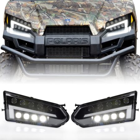 LED Headlights with DRL Halo Kit for Polaris Ranger 570 Mid-Size/Diesel/Crew 900 / Crew 570