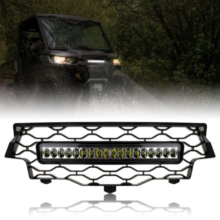 Front Bumper Grill with LED Light Bar for Can-Am Defender/Defender MAX HD5 HD8 HD10 2016-2019