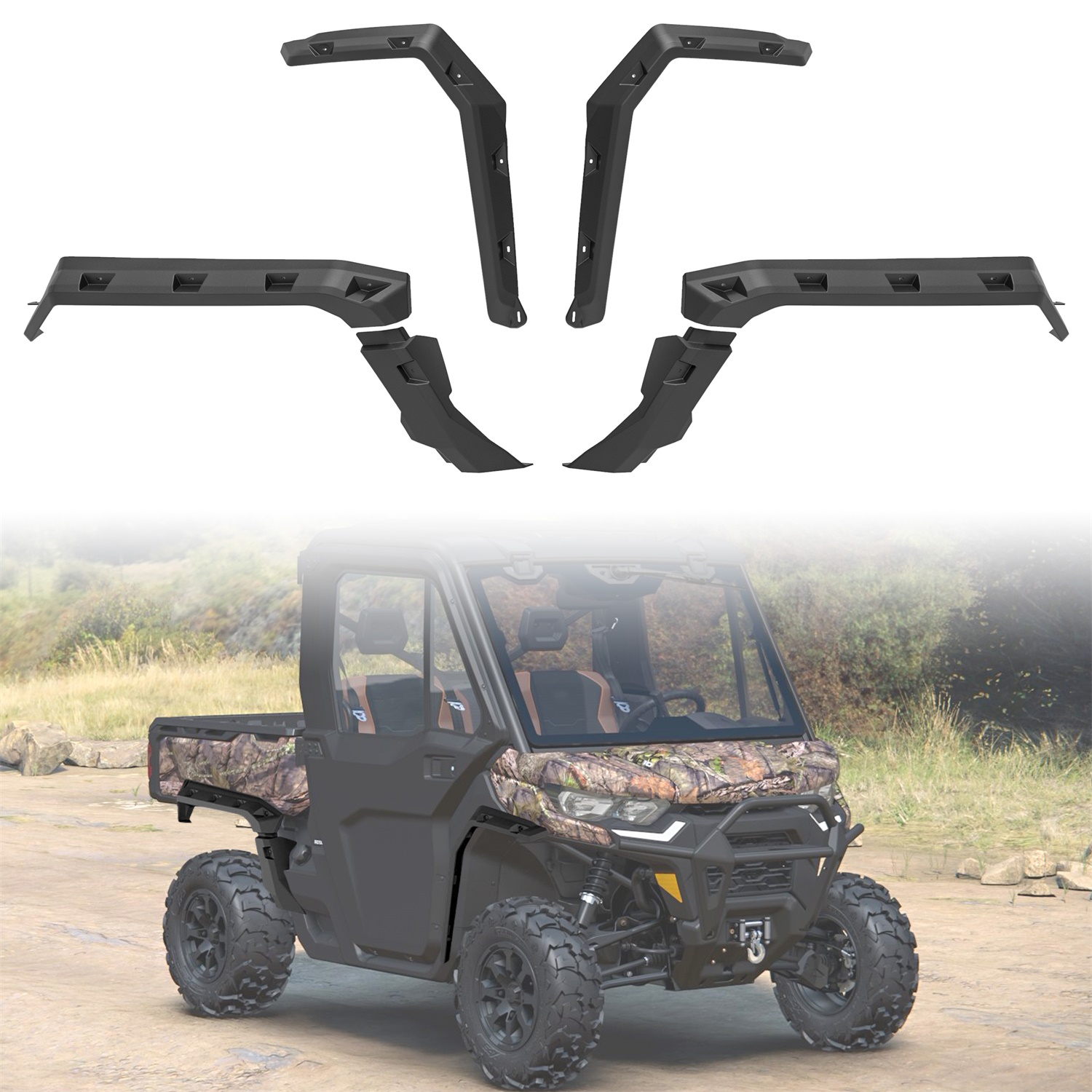 Front Rear Extended Mud Flaps Kit for Can-Am Defender HD5 / HD8 / HD10 / MAX 2016-2022
