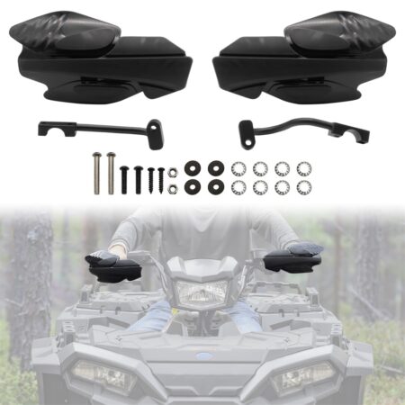 Black Handguards with Mount Brackets Kit for Polaris Sportsman Scrambler 400 450 570 850 XP 1000 2007-2023