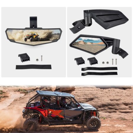 Premium Convex Center Mirror and Adjustable Folding Side Mirrors for Honda Talon 1000X 1000R 2019+/ 1000 X-4 2020+