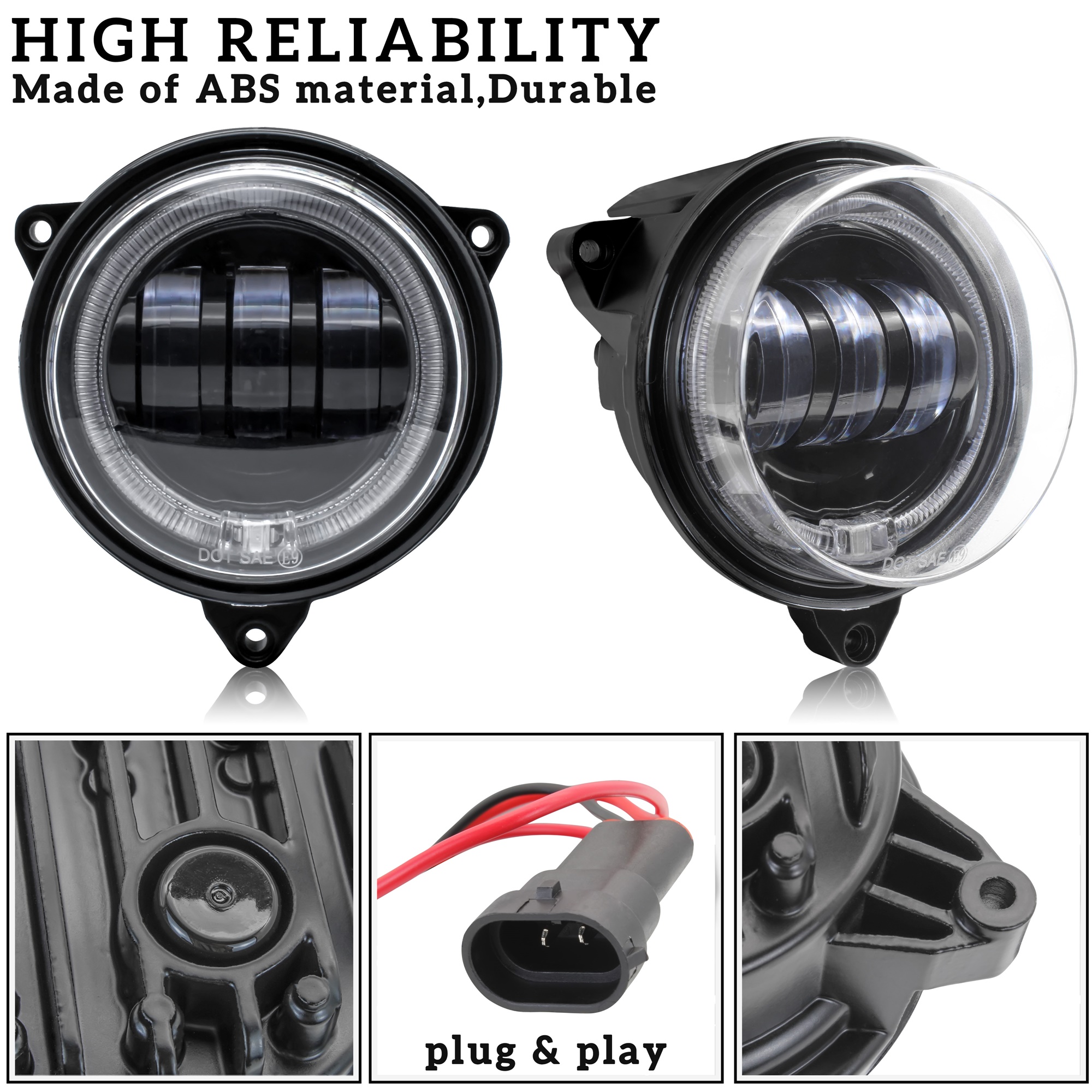 LED Low Beam Headlights with Halo Ring DRL for Can-Am Outlander 500 650 800 850 1000 XMR STD XT XT-P 2012-2022 - Image 3