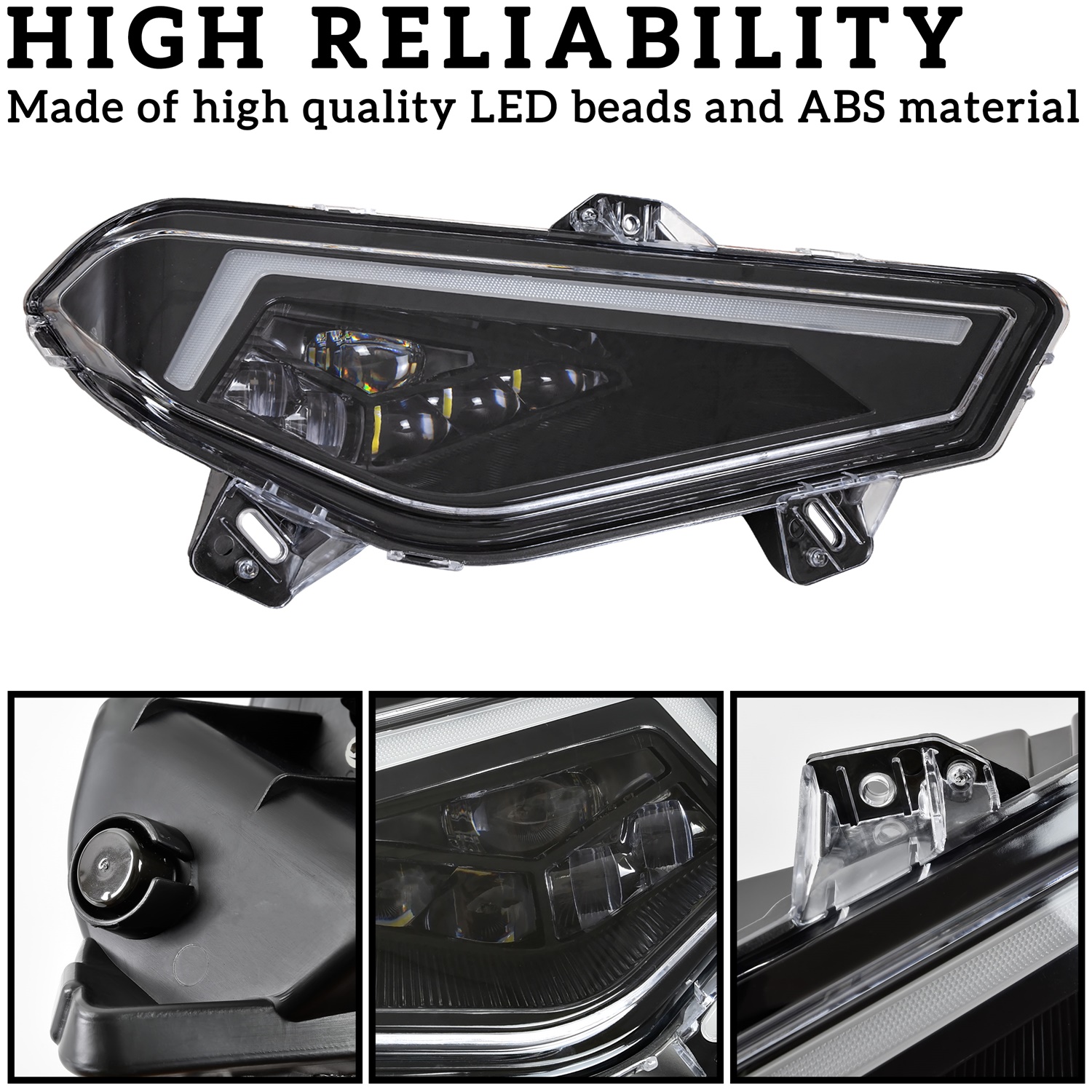 LED Headlights with High-Low Beams DRL Turn Signal Light for Polaris Ranger Crew XP 1000 - Image 3