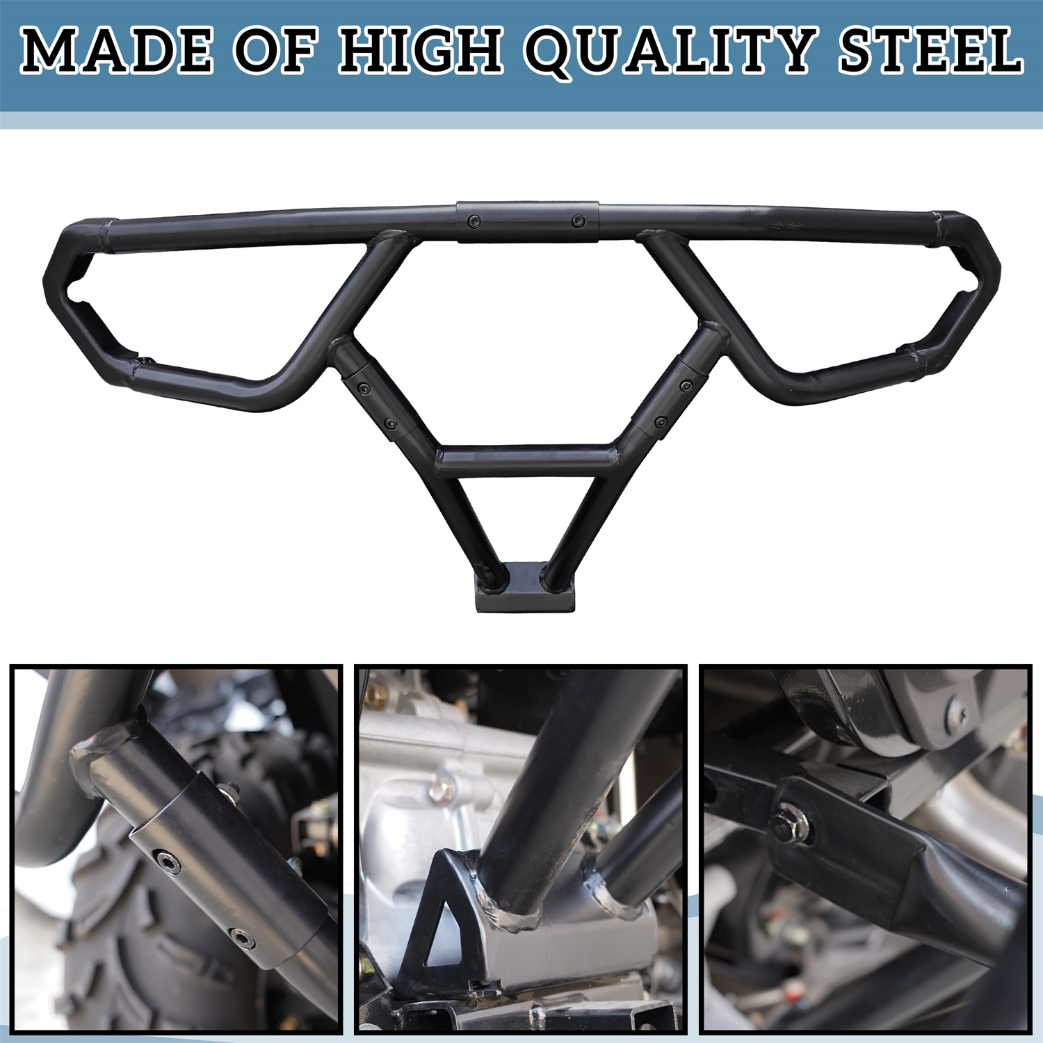 SHINJEW Front Trail Bumper Brush Guard For Polaris Sportsman 570/450 (2021-2024) – Black Steel