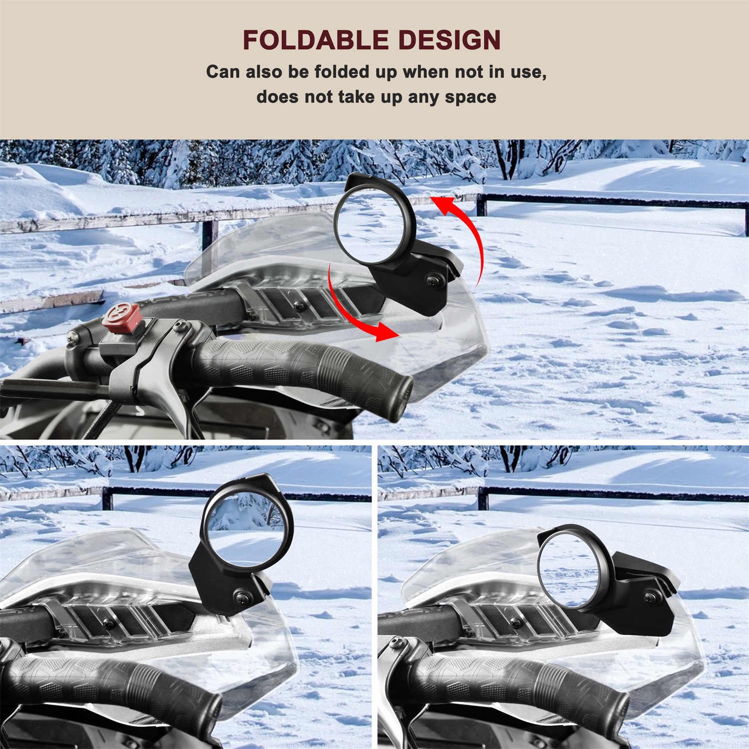 Handguard Rearview Side Mirrors for Ski-Doo REV Neo XS XM XP XR XU - Image 3