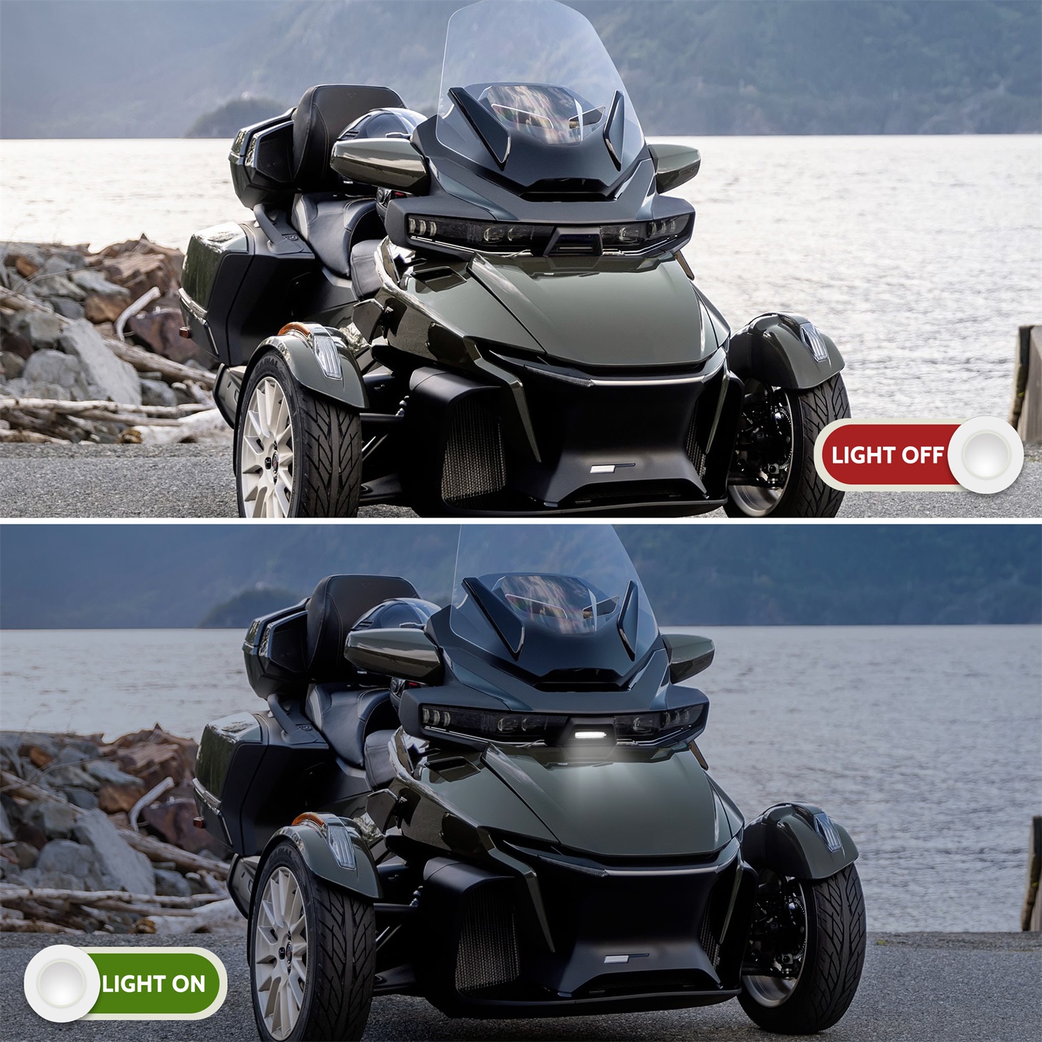 Front Center Fairing with Accent Light for Can-Am Spyder RT 2020-2023 - Image 4