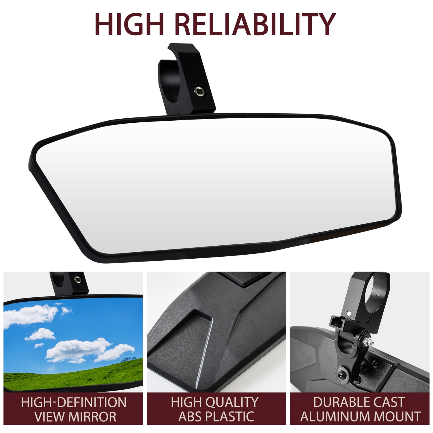 Rear View Convex Center Mirror for Polaris RZR PRO XP / Can Am X3 / Trail / Kawasaki / Talon / Pioneer - Image 4