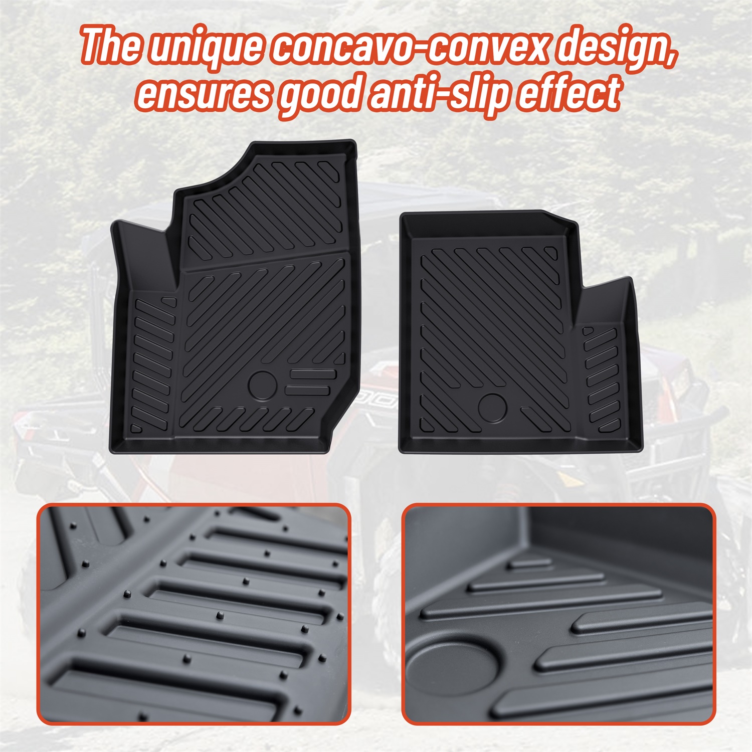 TPE Anti-Slip Floor Mats Front Row Floor Liners for Polaris General 1000 - Image 3