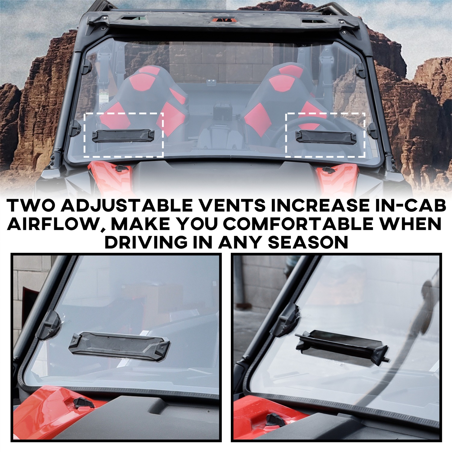 Front Full Windshield for Polaris General 1000 / 4 1000 / General XP / XP 4 1000 - Image 4