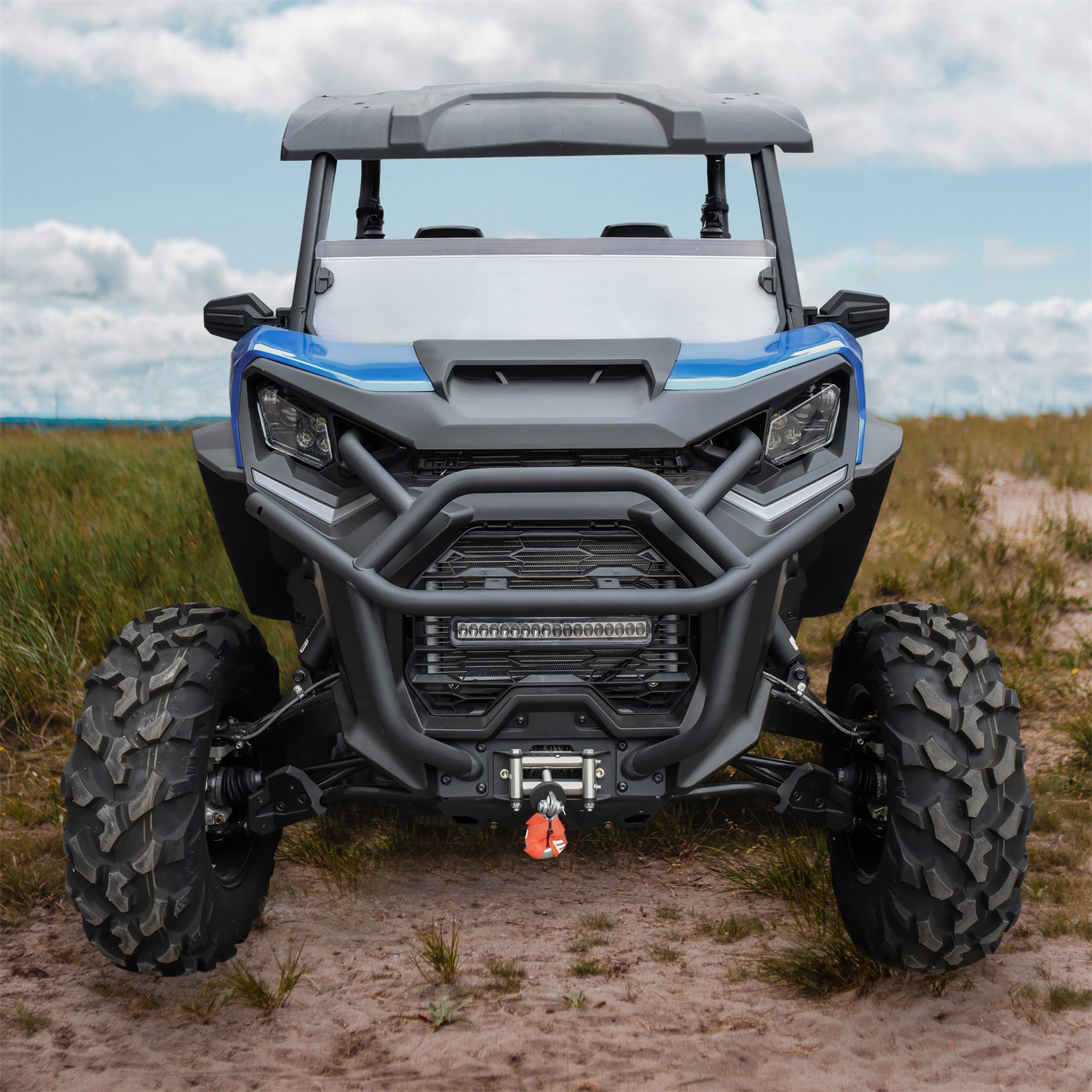 Black Mesh Grille with LED Light Bar for Can Am Commander & MAX 2021-2023 - Image 4