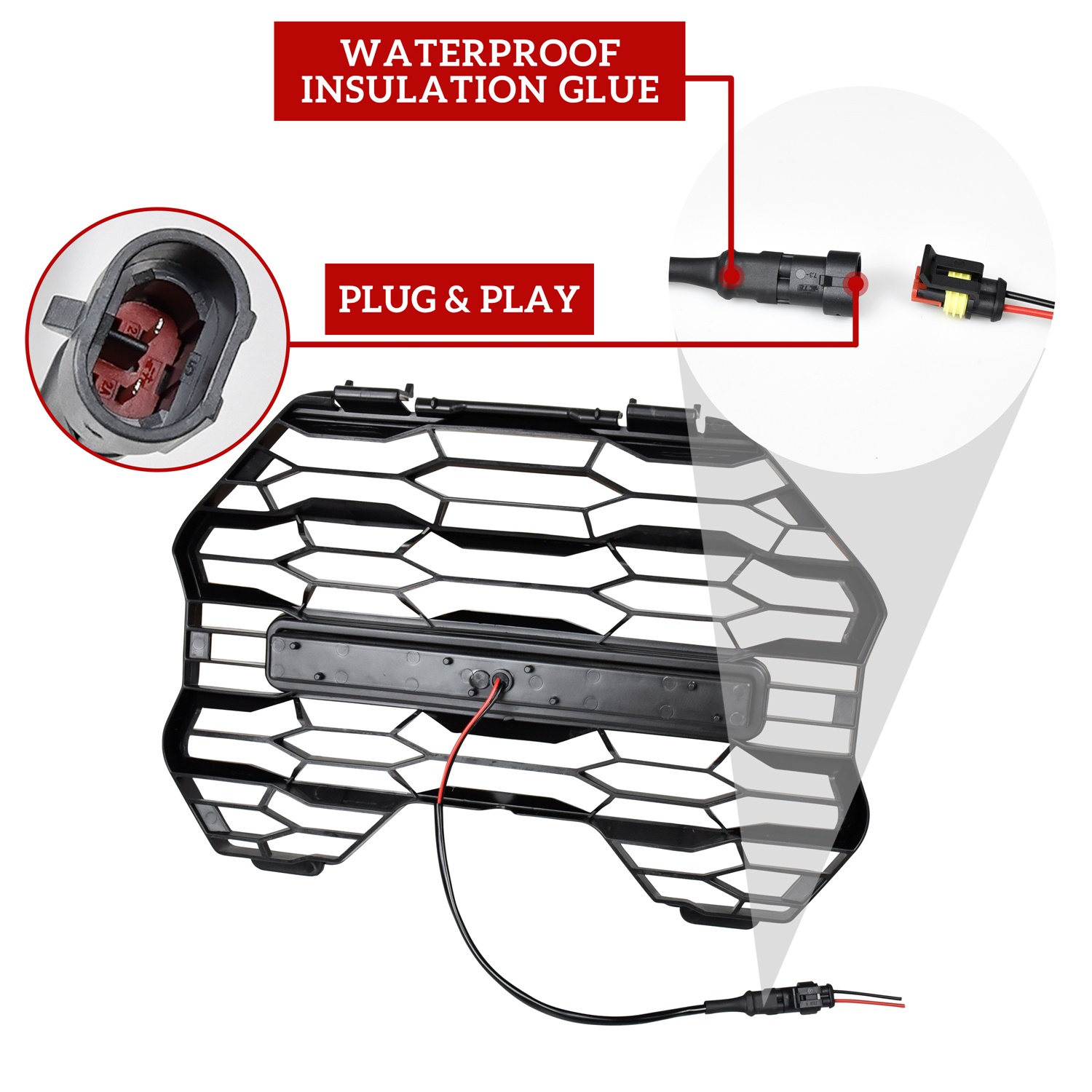 Black Mesh Grille with LED Light Bar for Can Am Commander & MAX 2021-2023 - Image 5