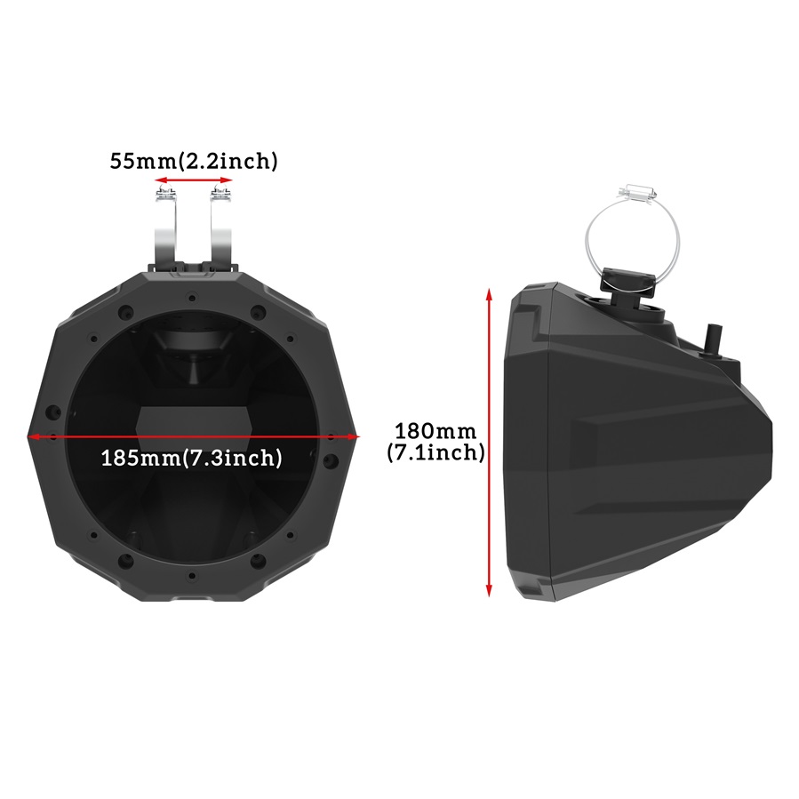 Speaker Enclosure with 1.75" to 2" Mounting Clamps for Polaris RZR 1000 900 and Can-Am Maverick X3/Commander/Defender - Image 6