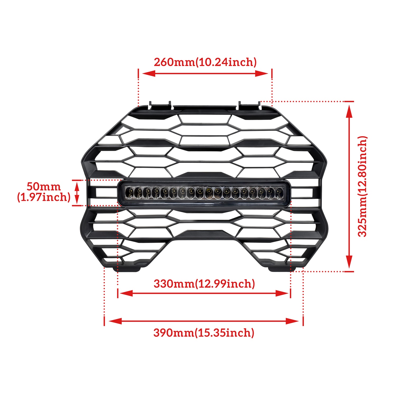 Black Mesh Grille with LED Light Bar for Can Am Commander & MAX 2021-2023 - Image 6