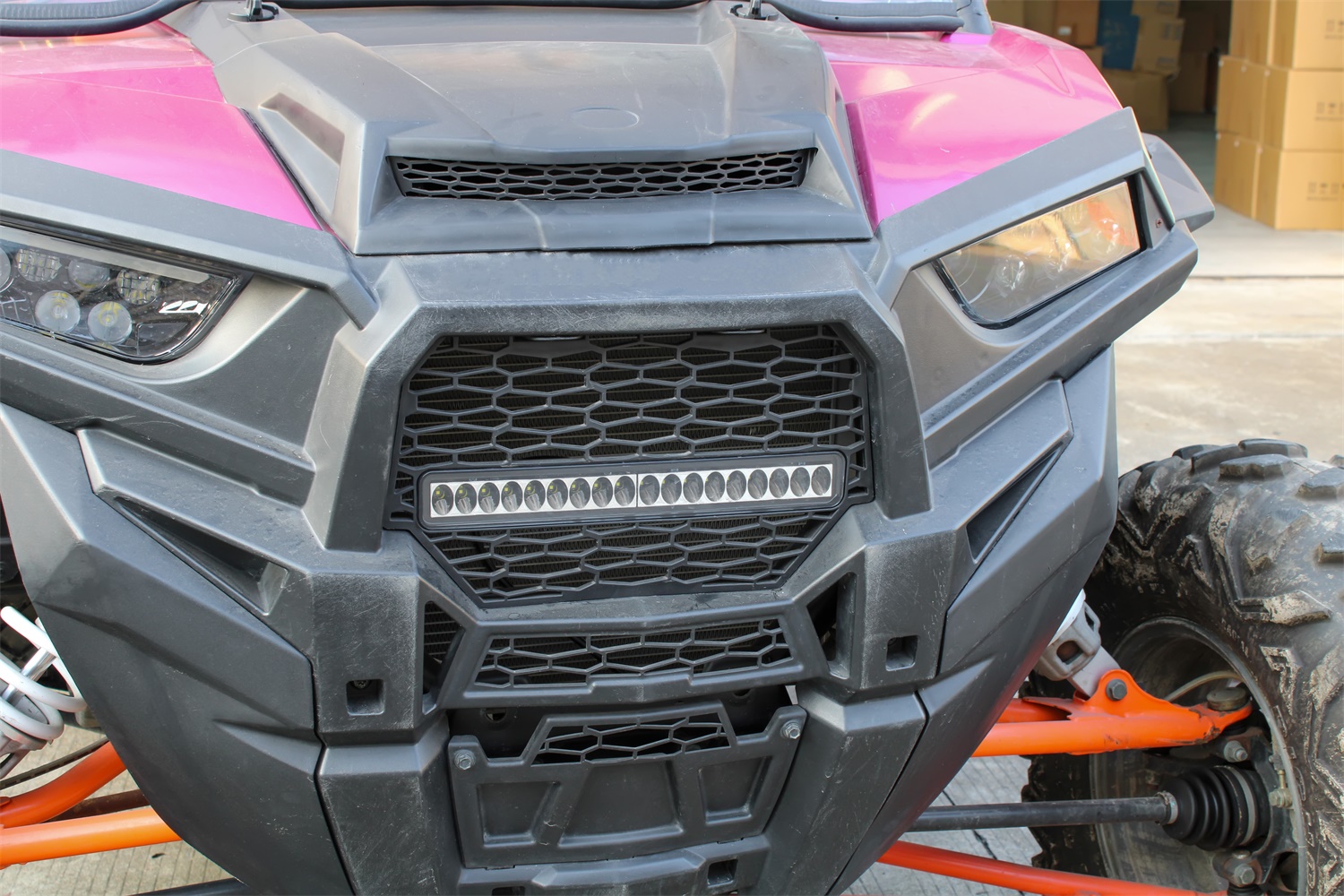 Mesh Grille with LED Light Bar for Polaris RZR XP 1000 XC 900 - Image 7