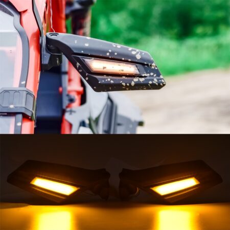 Rear View Side Mirrors with LED Turn Signal Lights for Can Am Maverick X3 2017-2022
