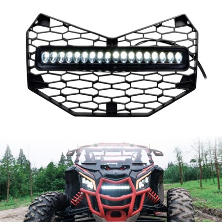 Premium Front Mesh Grill with LED Light Bar for Can-Am Maverick X3 2017-2022