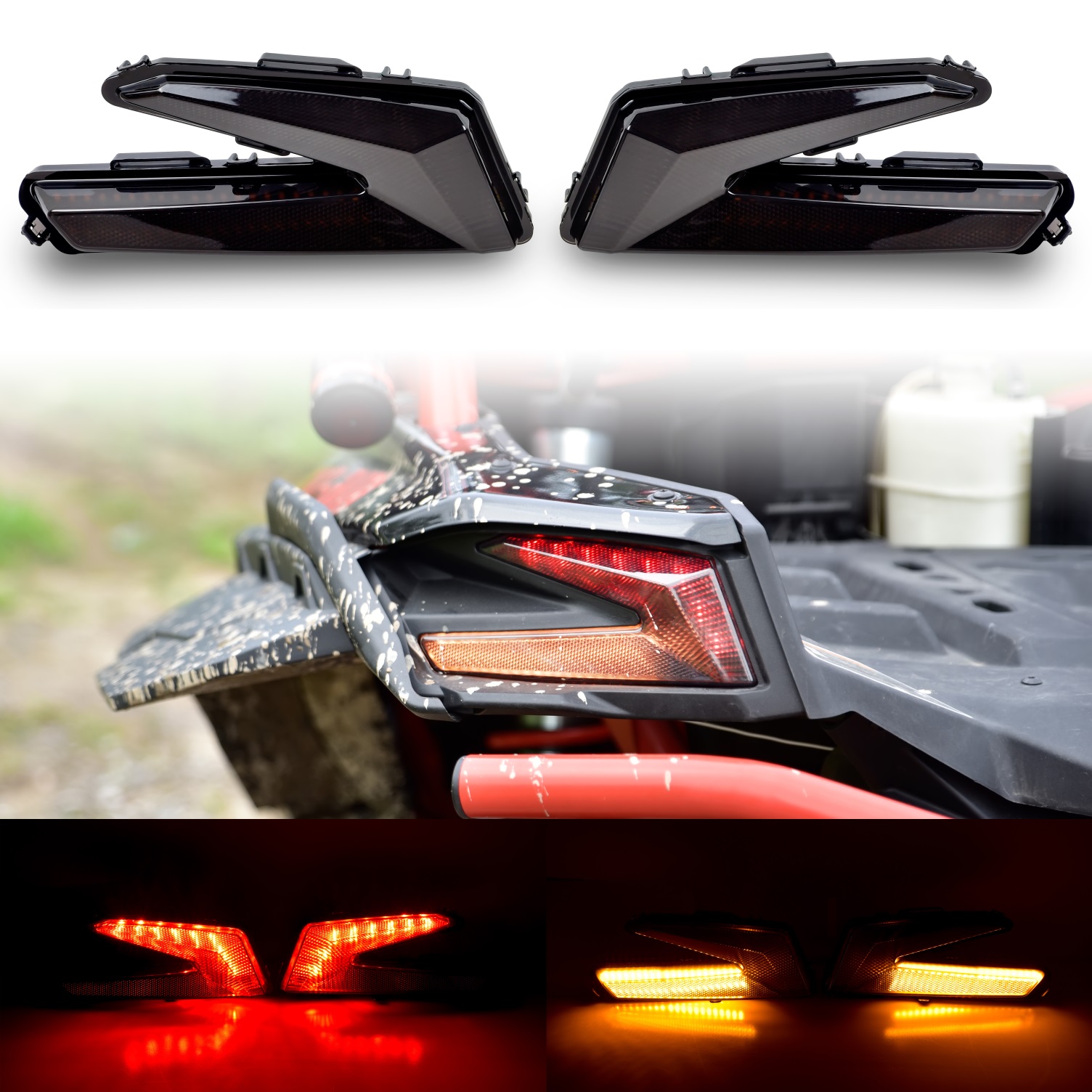 LED Taillights with Yellow Turn Signal Light for Can-Am Maverick