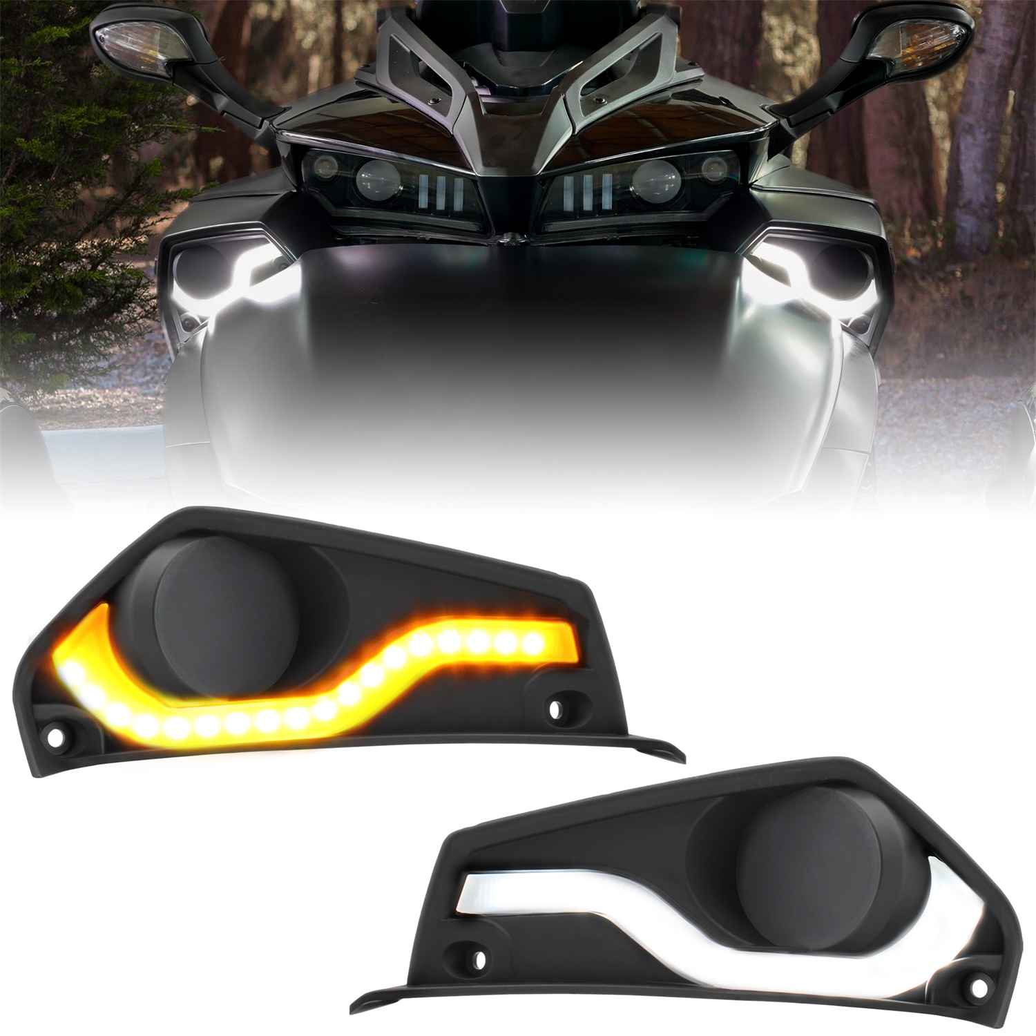 Fog Light Cover with LED DRL Turn Signal Light Kit for Can-Am Spyder F3 2015-2020