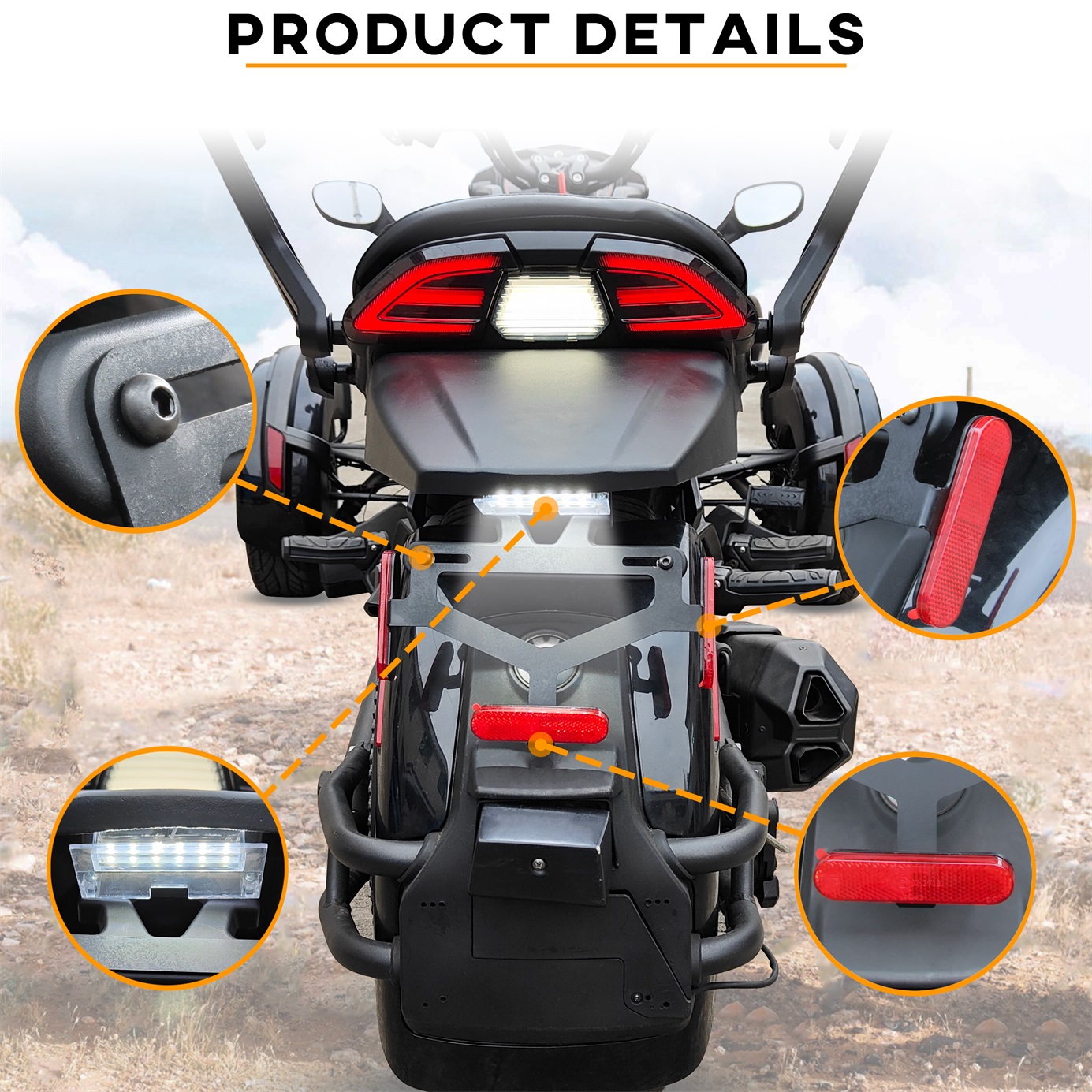 Rear Fender Extender with License Plate Light for Can-Am Spyder F3 F3-S 2015-2022 - Image 2