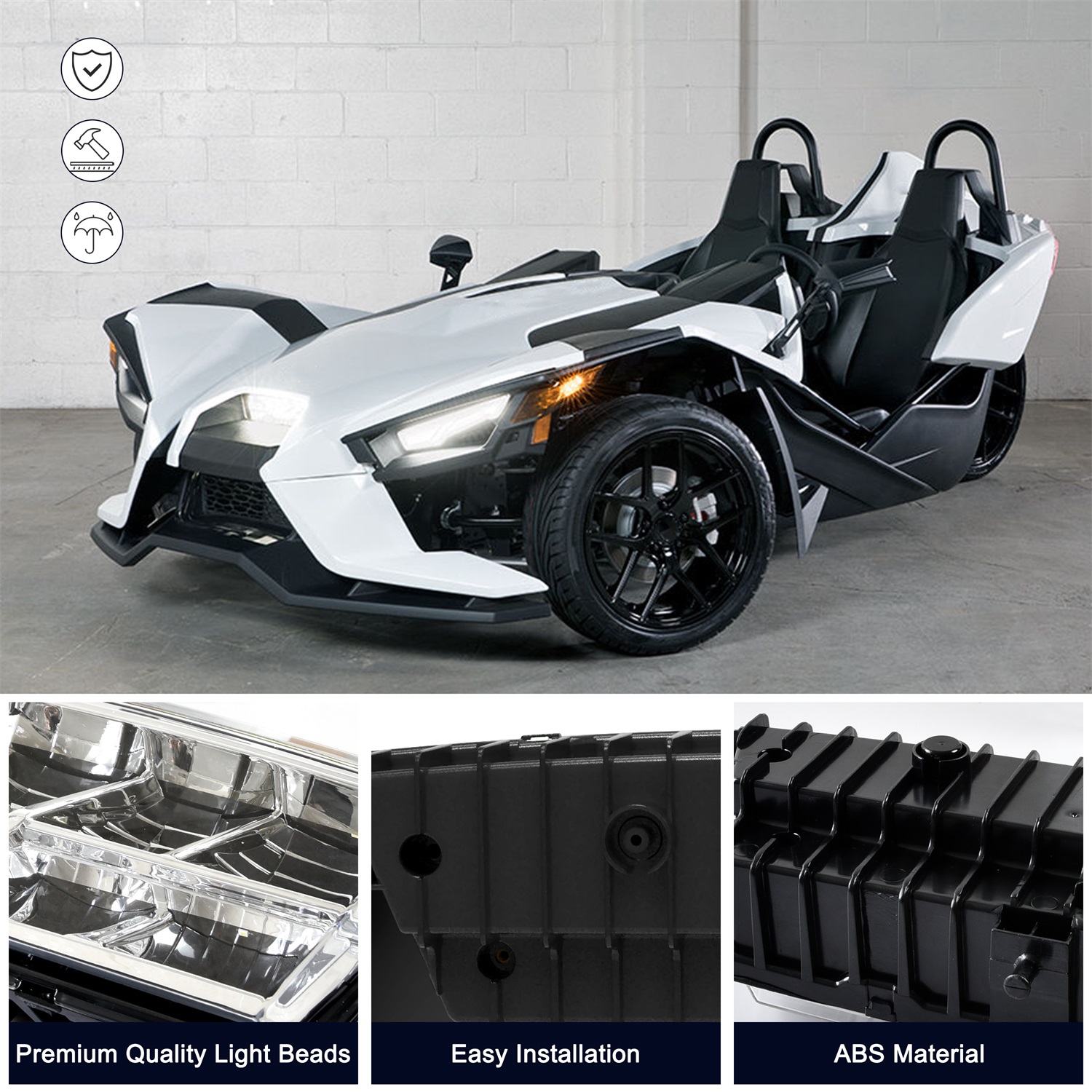 LED Headlight Assembly for 2020-2023 Polaris Slingshot S GT R LE SL Modified - Image 4