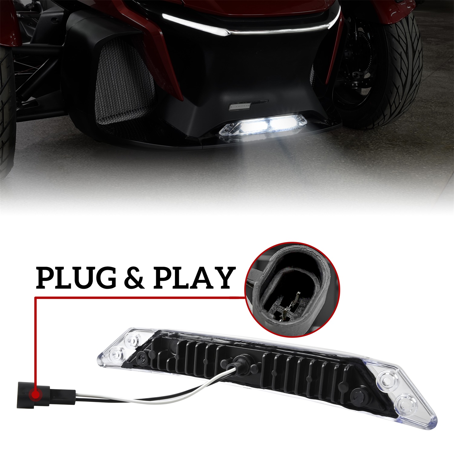 Front LED Extras Auxiliary Driving Light Daytime Running Light DRL for Can Am Spyder RT 2020-2022 - Image 4