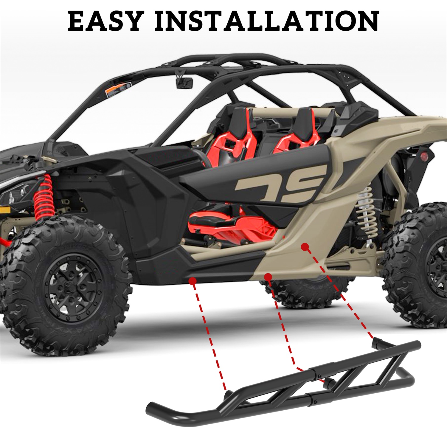 Combined Side Bumper Protector Guard Side Steps Nerf Bars Tree Kickers for Can-Am Maverick X3 Turbo R RR 2017-2022 - Image 5