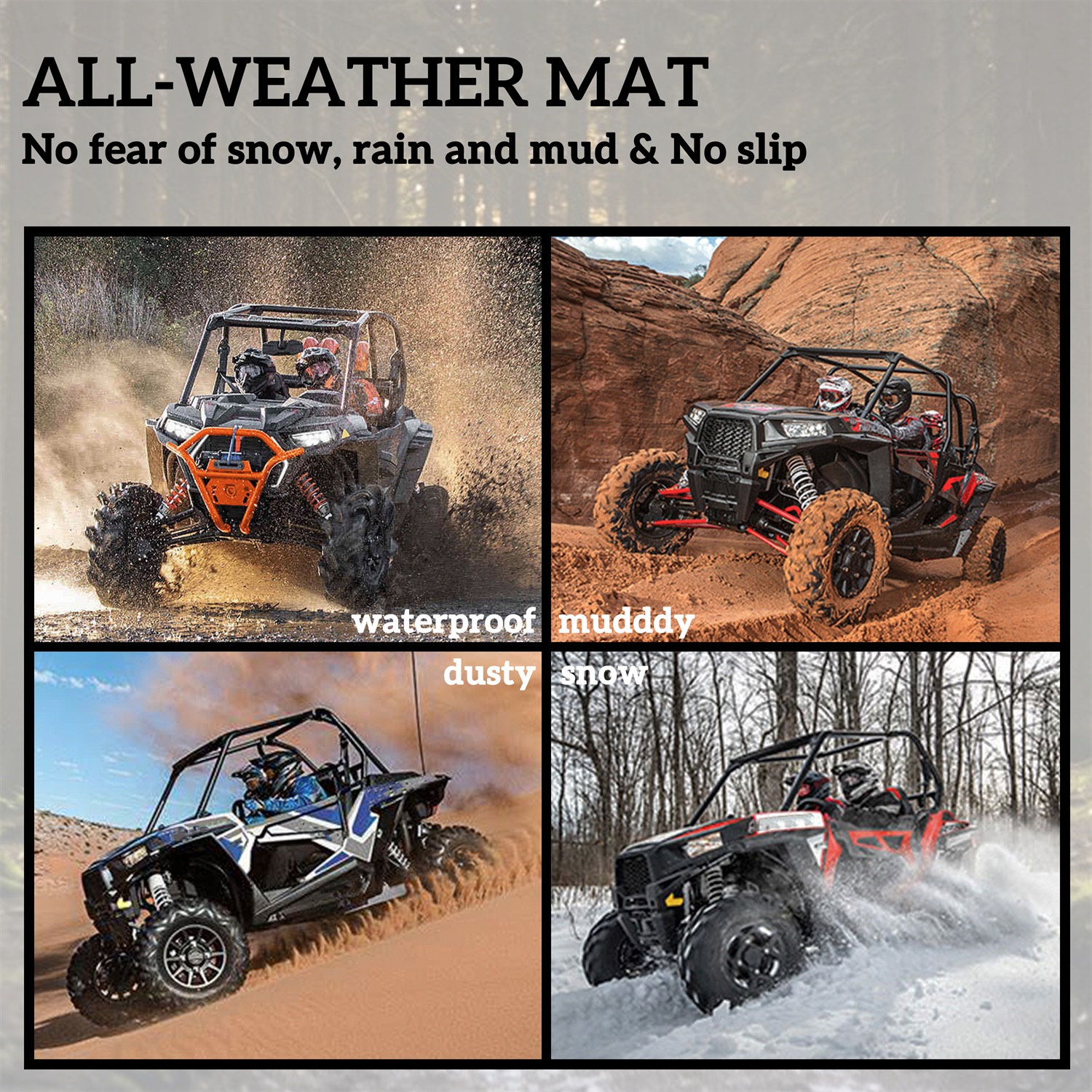 Front Row Floor Liners Floor Mats for Polaris RZR 570 800 900 2008-2015 - Image 4