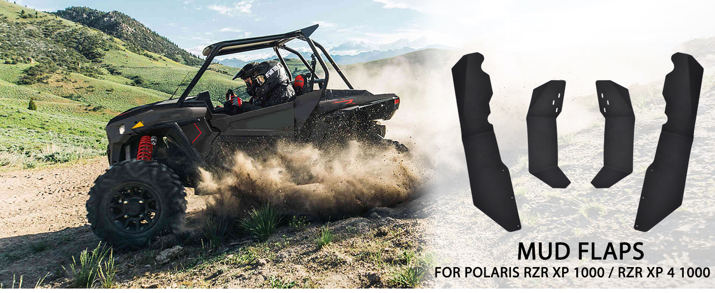 Extended Rear Mud Flaps Extended Front & Rear Mud Flaps Fender Flares Guards for Polaris RZR XP ...