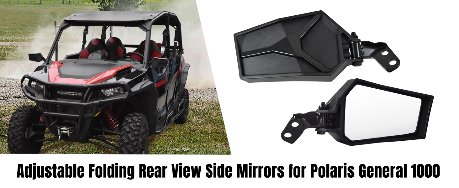 Adjustable Rearview Side Mirrors for Polaris General 1000/ 4 1000 / XP
