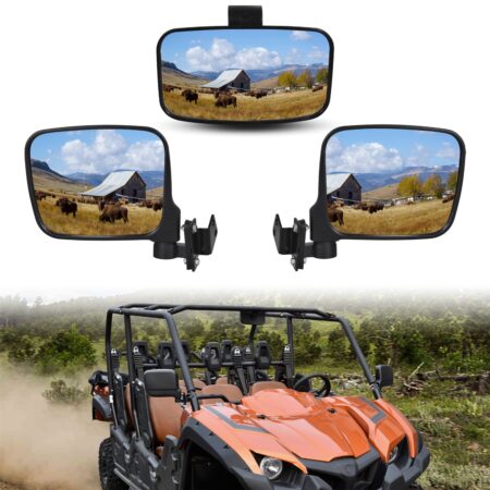 Center Rear View Mirror and Side Mirrors Combo for Yamaha Viking/Viking VI 2013-2023