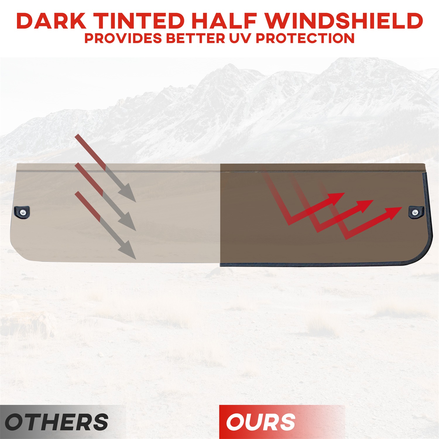 Dark Tinted Front Half Windshield for Polaris General 1000/ 4 1000/ General XP/ XP4 1000 2016+ - Image 3