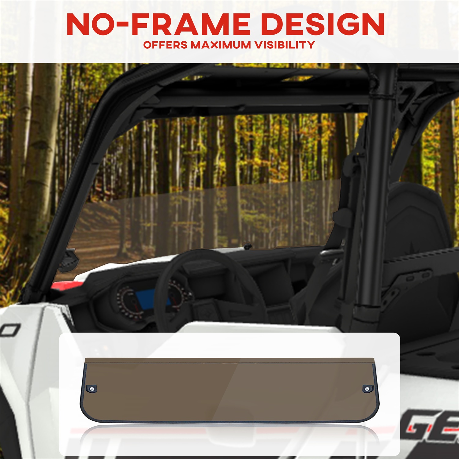 Dark Tinted Front Half Windshield for Polaris General 1000/ 4 1000/ General XP/ XP4 1000 2016+ - Image 4