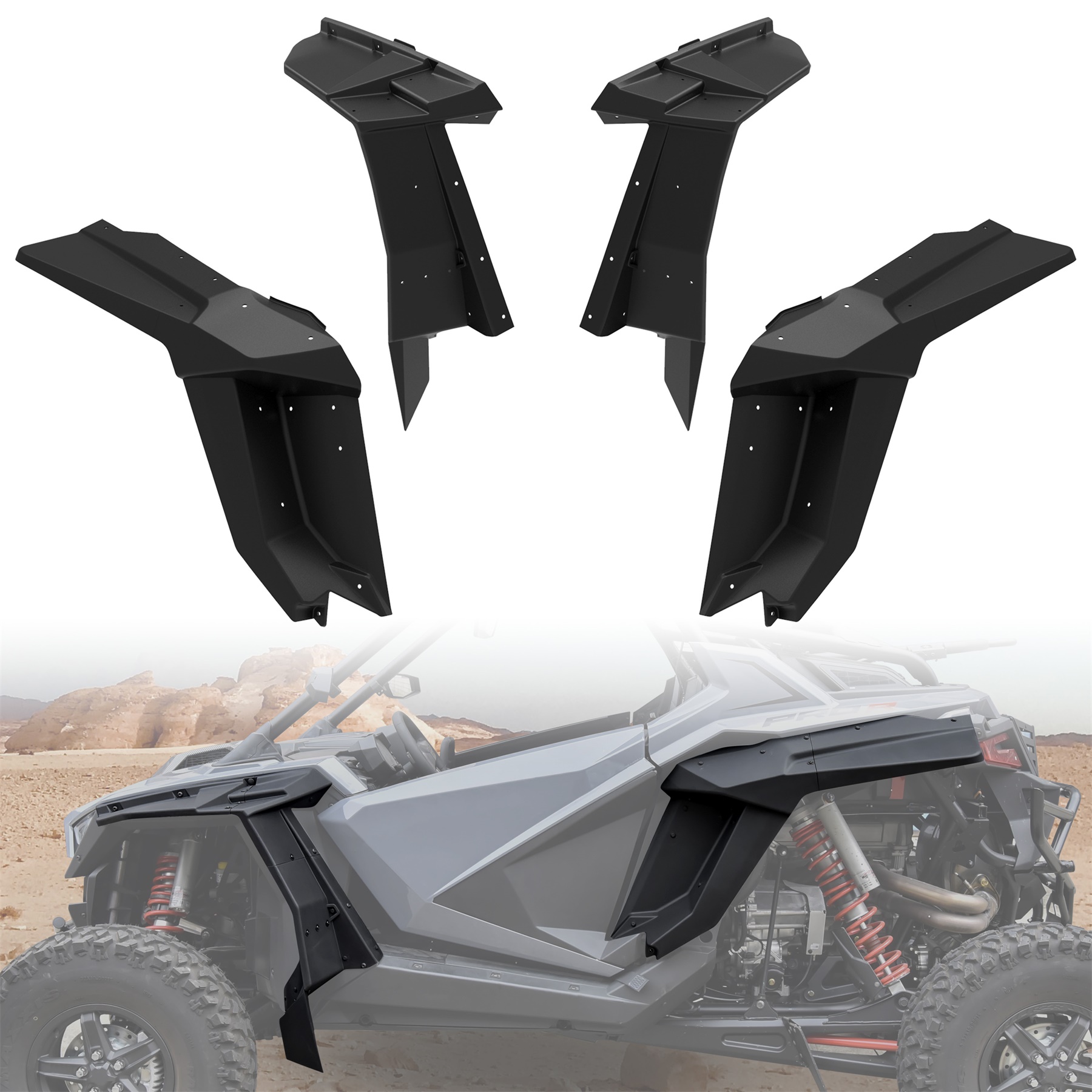 Front & Rear Full Coverage Mud Flaps Mud Guards for Polaris RZR