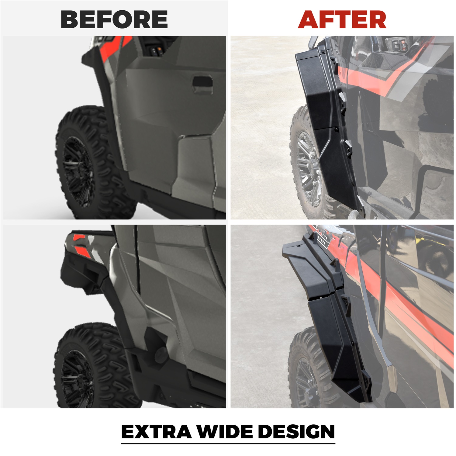 Front & Rear Extended Fender Flares for Polaris General 1000/ General 4 1000 - Image 3