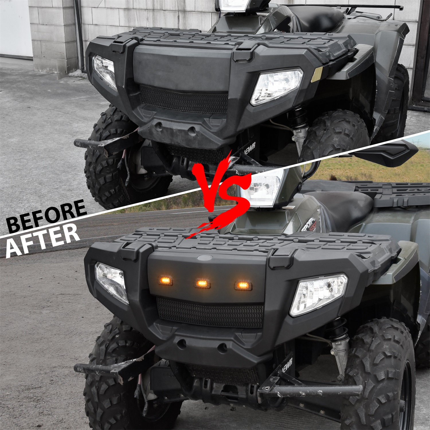 Front Bumper Panel with Light for Polaris Sportsman 400 450 500 600 700 800 X2 2005-2010 - Image 5