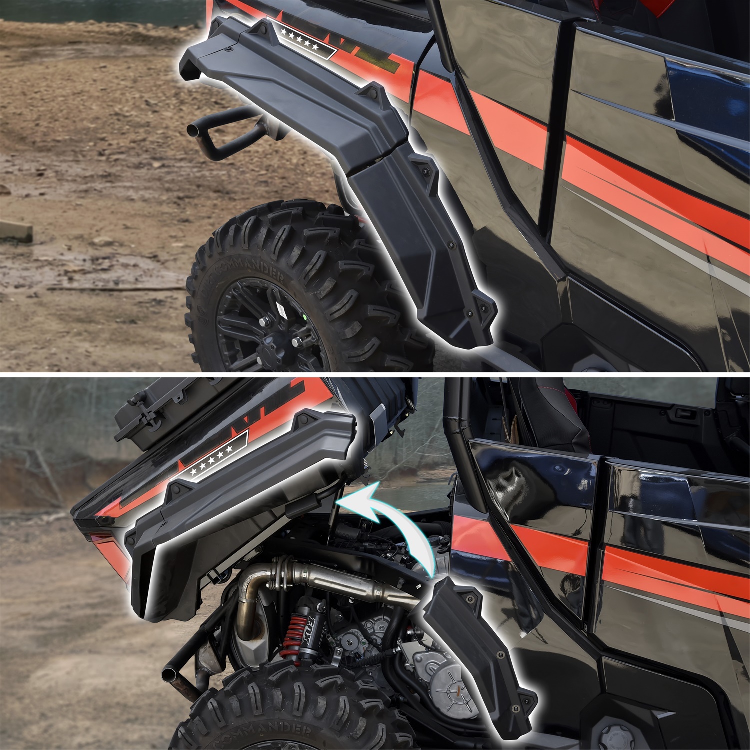 Front & Rear Extended Fender Flares for Polaris General 1000/ General 4 1000 - Image 4