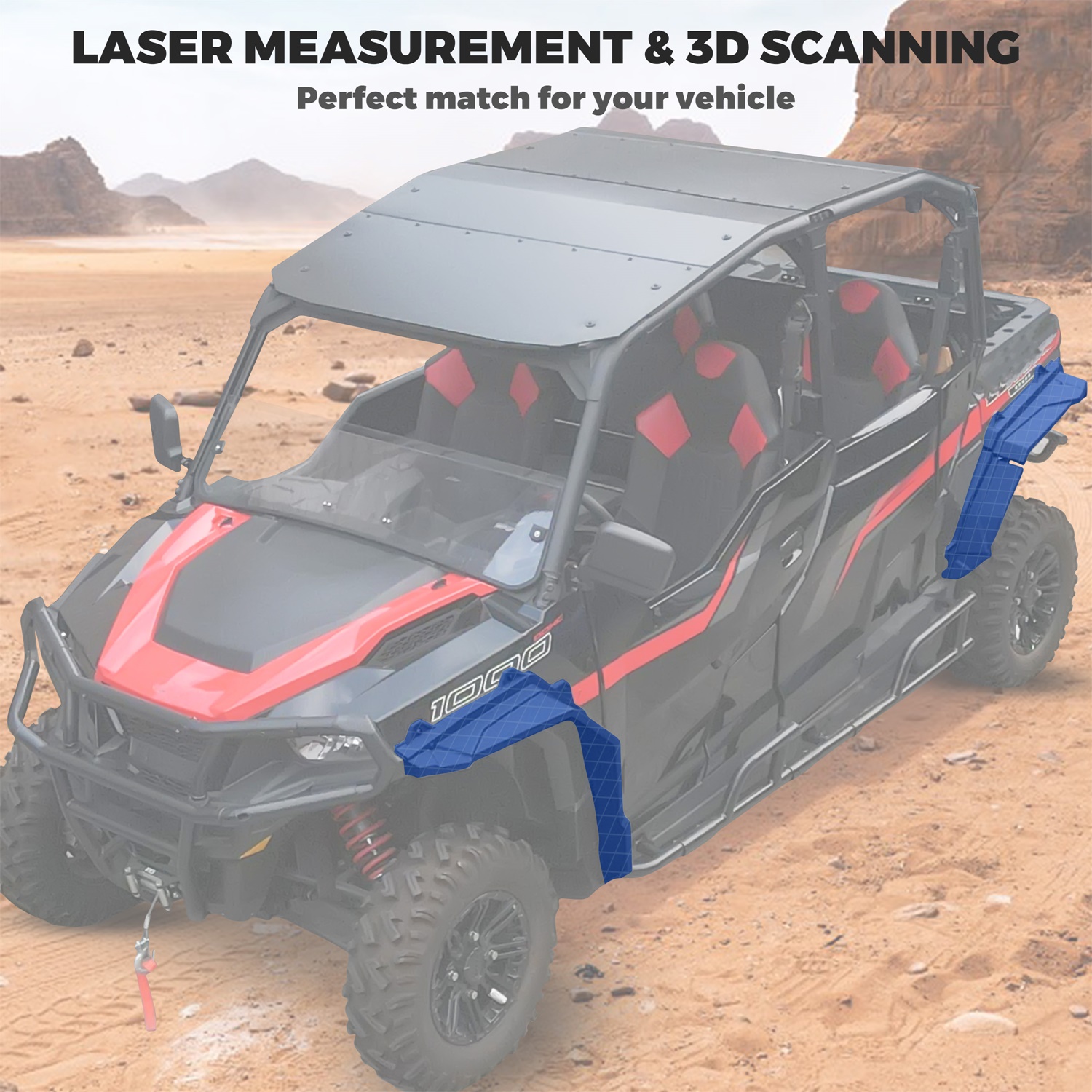 Front & Rear Extended Fender Flares for Polaris General 1000/ General 4 1000 - Image 5