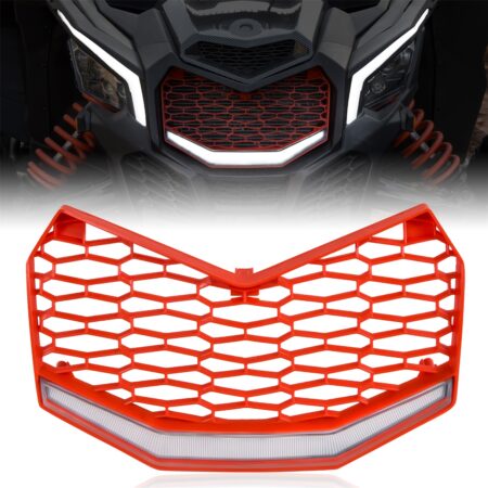 Front Red Grille with LED Light for Can-Am Maverick X3 MAX Turbo R 2017-2023