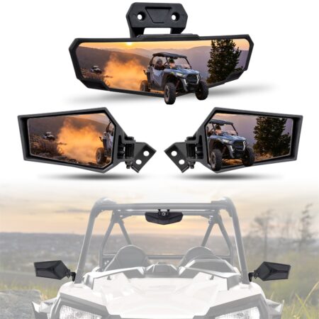 Center Rearview Mirror and Side Rear View Mirrors Kit for Polaris RZR Trail S 900 Sport/Trail S 1000 Premium/Trail S 1000 Ultimate