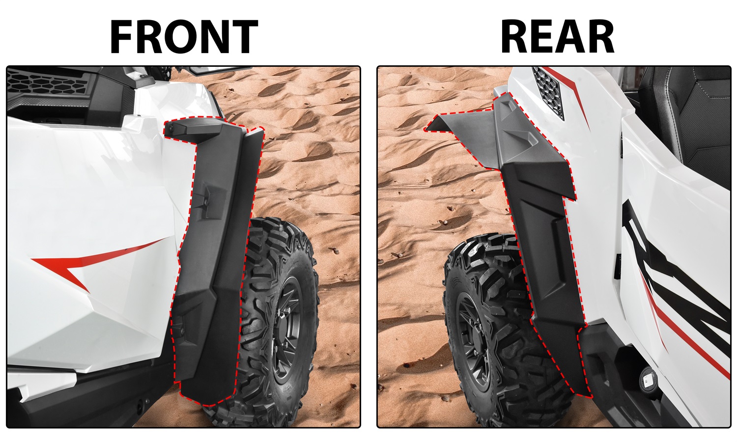 thumbnail image 2 of Polaris RZR Mud Flaps - Front Fender Flares For 2014-2016 RZR S 900 & 1000 Models 2 of 12