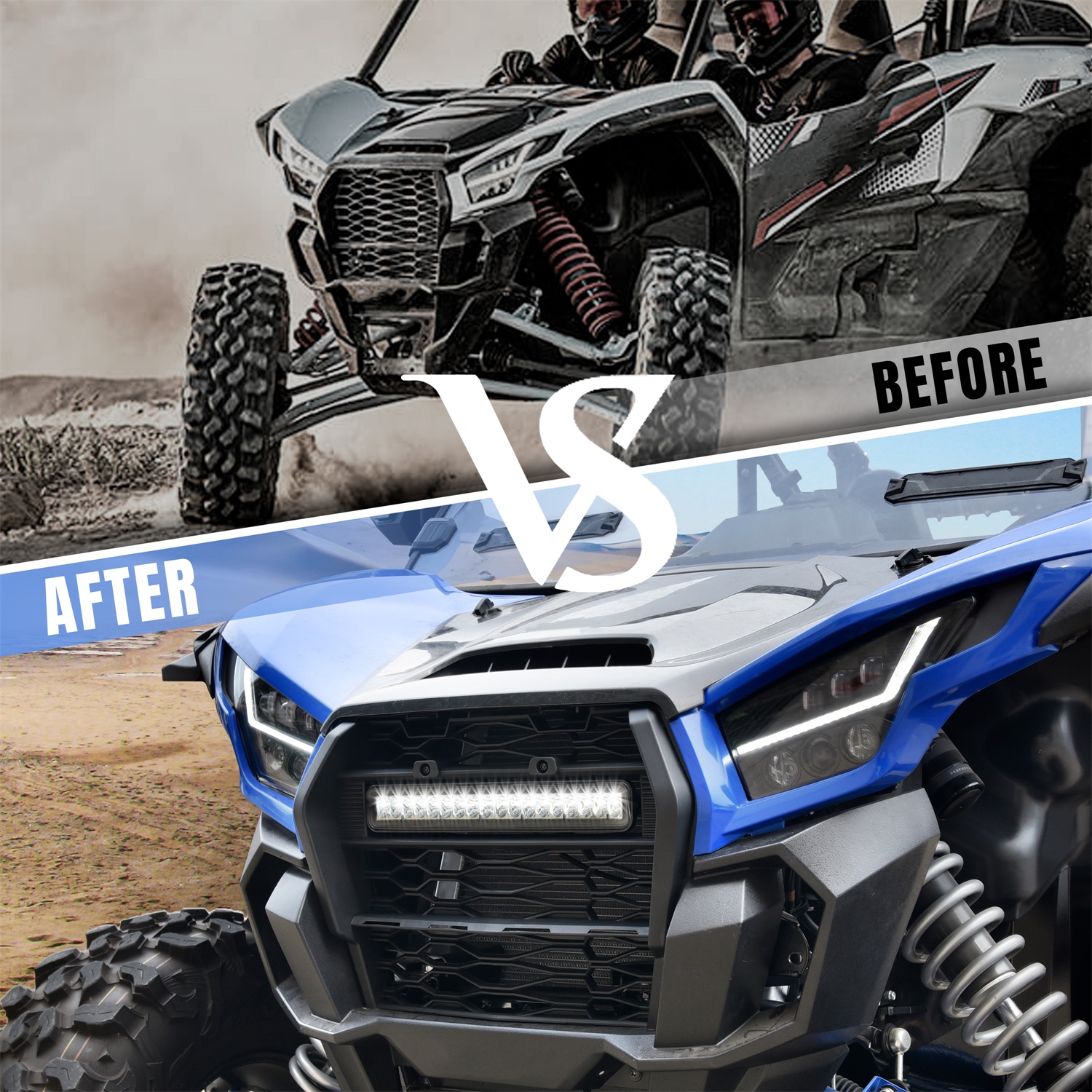 Front Mesh Grille with LED Light for Kawasaki Teryx KRX 1000 2020-2023 - Image 3