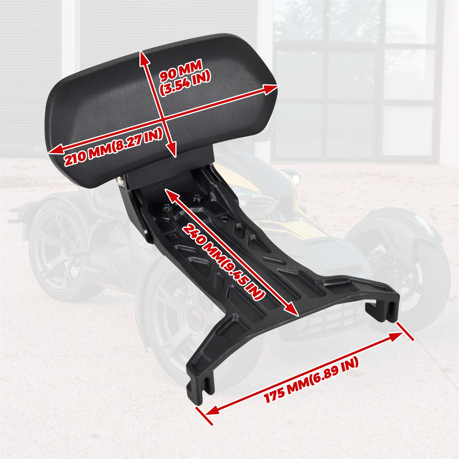 Passenger Short Rail Back Rest Kit for Can-Am Ryker All Models - Image 7