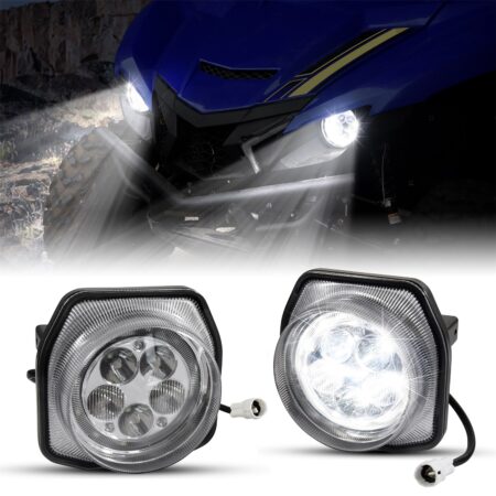 LED Headlights with Halo Ring DRL for Yamaha Wolverine X2 X4 2018-2023, YXZ1000R 2016-2024