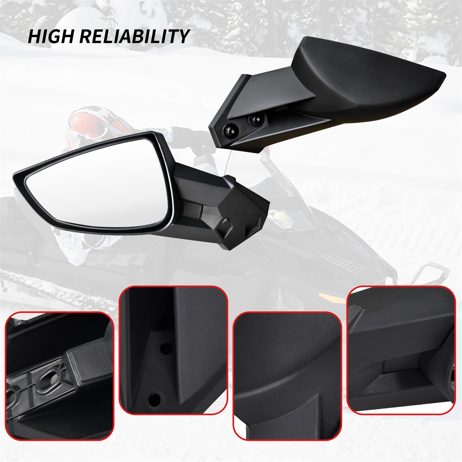 Adjustable Rear View Side Mirrors for Ski-Doo REV Neo XS XM XP XR XU - Image 4