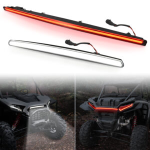 Front LED Grille Accent Light Signature Light and Black Rear Center Accent Lamp Taillight for Polaris RZR XP/XP4 1000 2024 Accessories(2PCS)