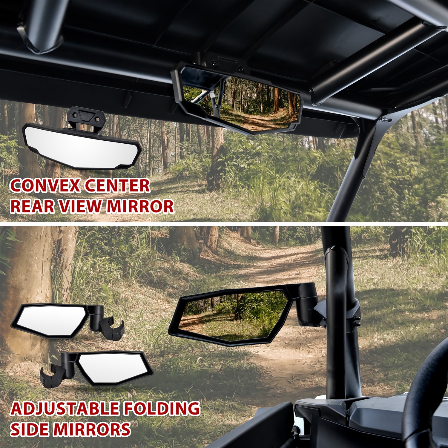 Side Mirrors and Center Convex Rear View Mirror for Polaris RZR XP 1000/ XP 4 1000 Ultimate/Sport/Premium 2024 - Image 5