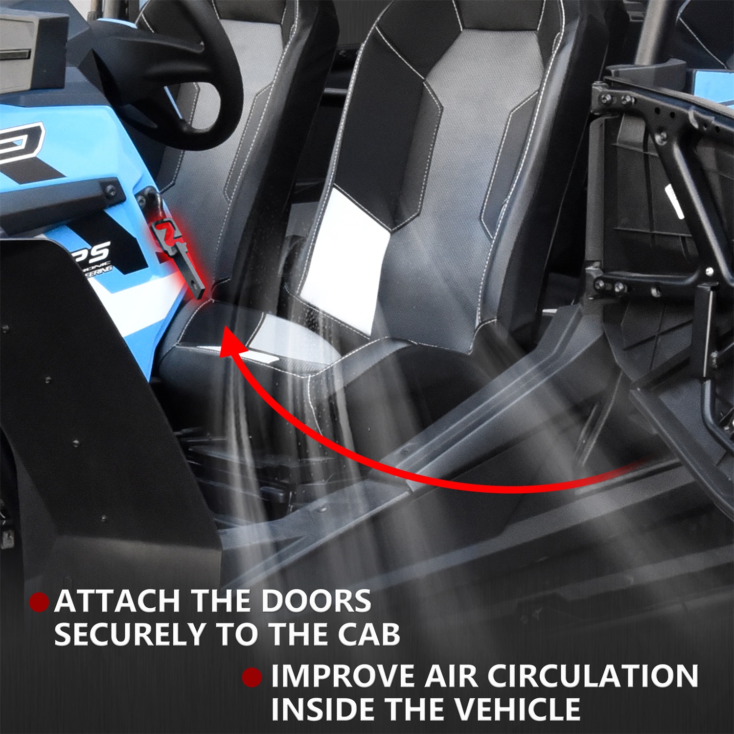 3.5"Door Latches Easy Latches Vent Extender Secure Door Opener for Increasing Air Circulation for Polaris RZR XP 1000/4 1000/ TURBO/TURBO S/900/ S 1000 2014-2023 (1 Pair) - Image 5