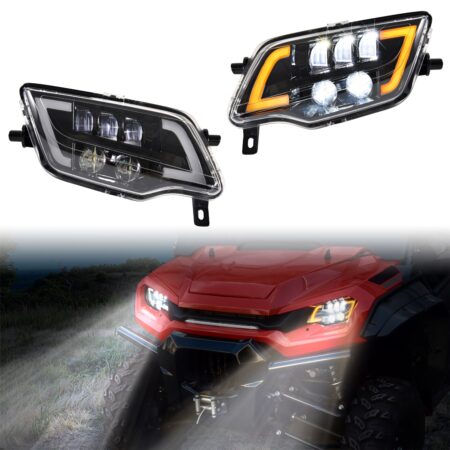 LED Headlights Assembly Head Lights Front Lamps with High Low Beam DRL Turn Signal for Honda Pioneer Talon Foreman Rubicon Rancher 2014-2024 Accessories (2PCS)