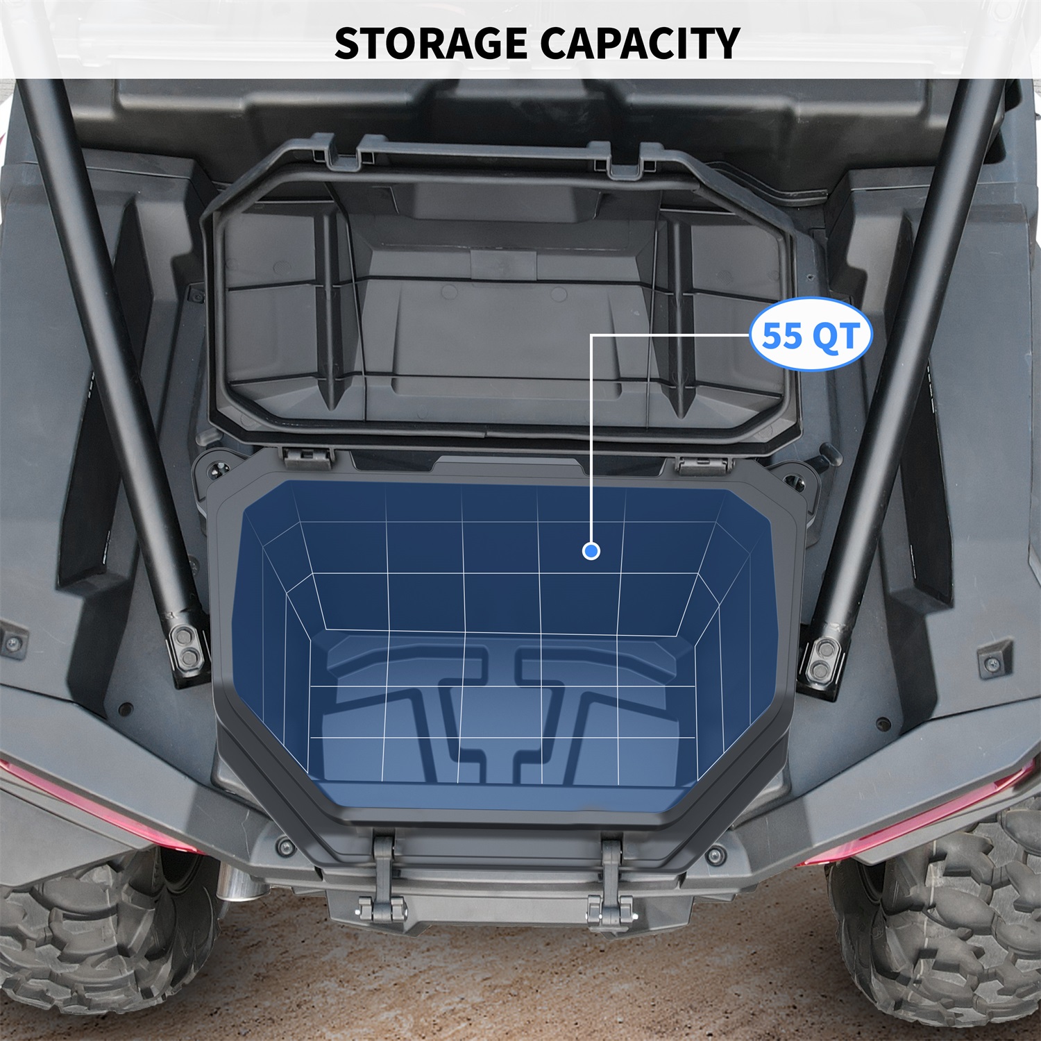 Poly 55 QT Rear Cargo Storage Box for Polaris RZR XP 1000/ XP 4 1000 2024+ Accessories, Replace OEM #2884525 - Image 4
