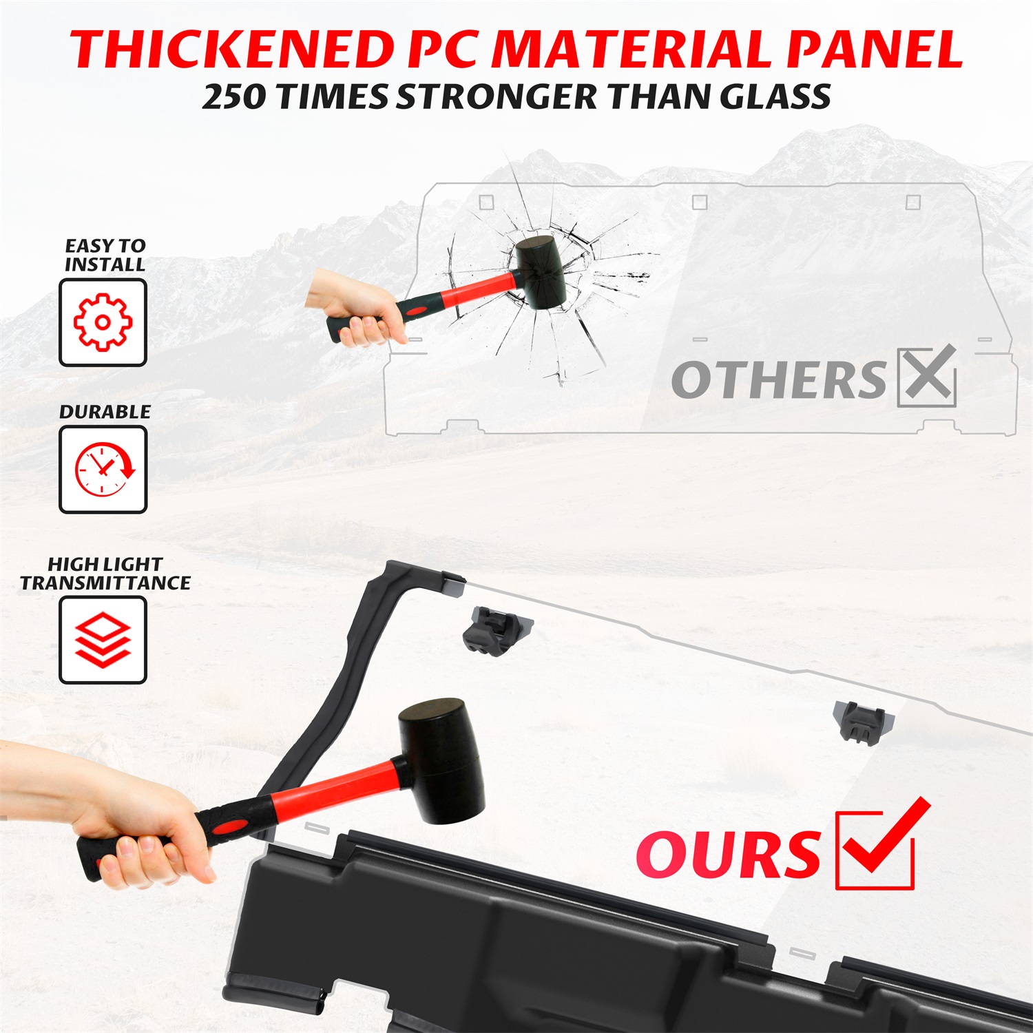 Lightly Waterproof Rear Windshield Rear Windowfor Polaris RZR XP 1000 / XP 4 1000 2024+ - Image 5